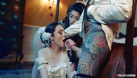 Married guy with sexy curves fucks in the kitchen