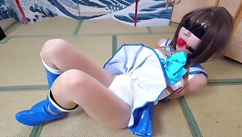 Hairy pussy and mouthful of cum on face